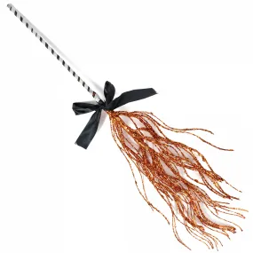 26" Glittered Twig Witch Broom: Orange