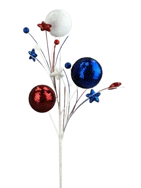 26" Red, White, and Blue Sequin Ball Spray 3 Stems 74229RWB