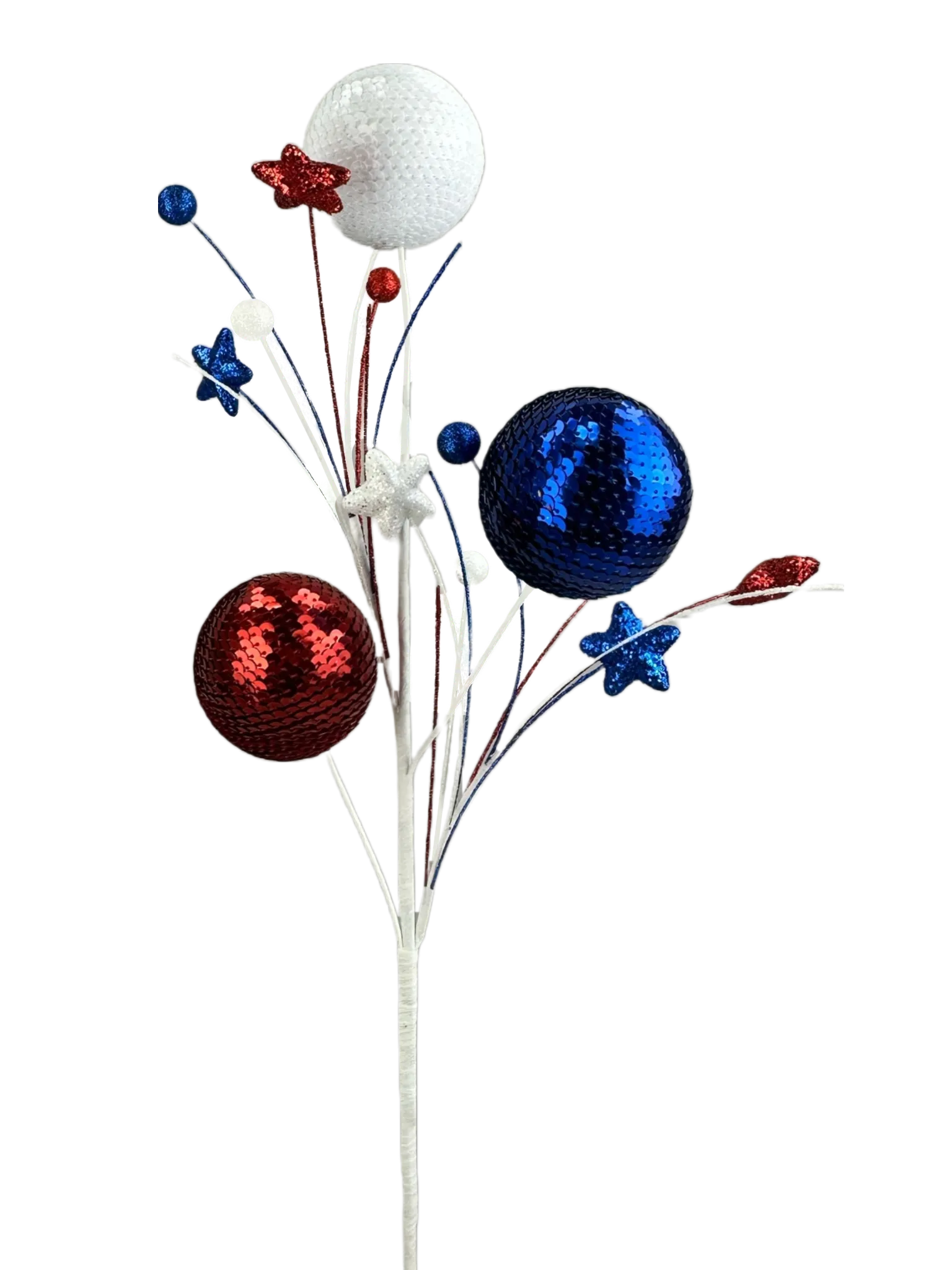 26" Red, White, and Blue Sequin Ball Spray 3 Stems 74229RWB