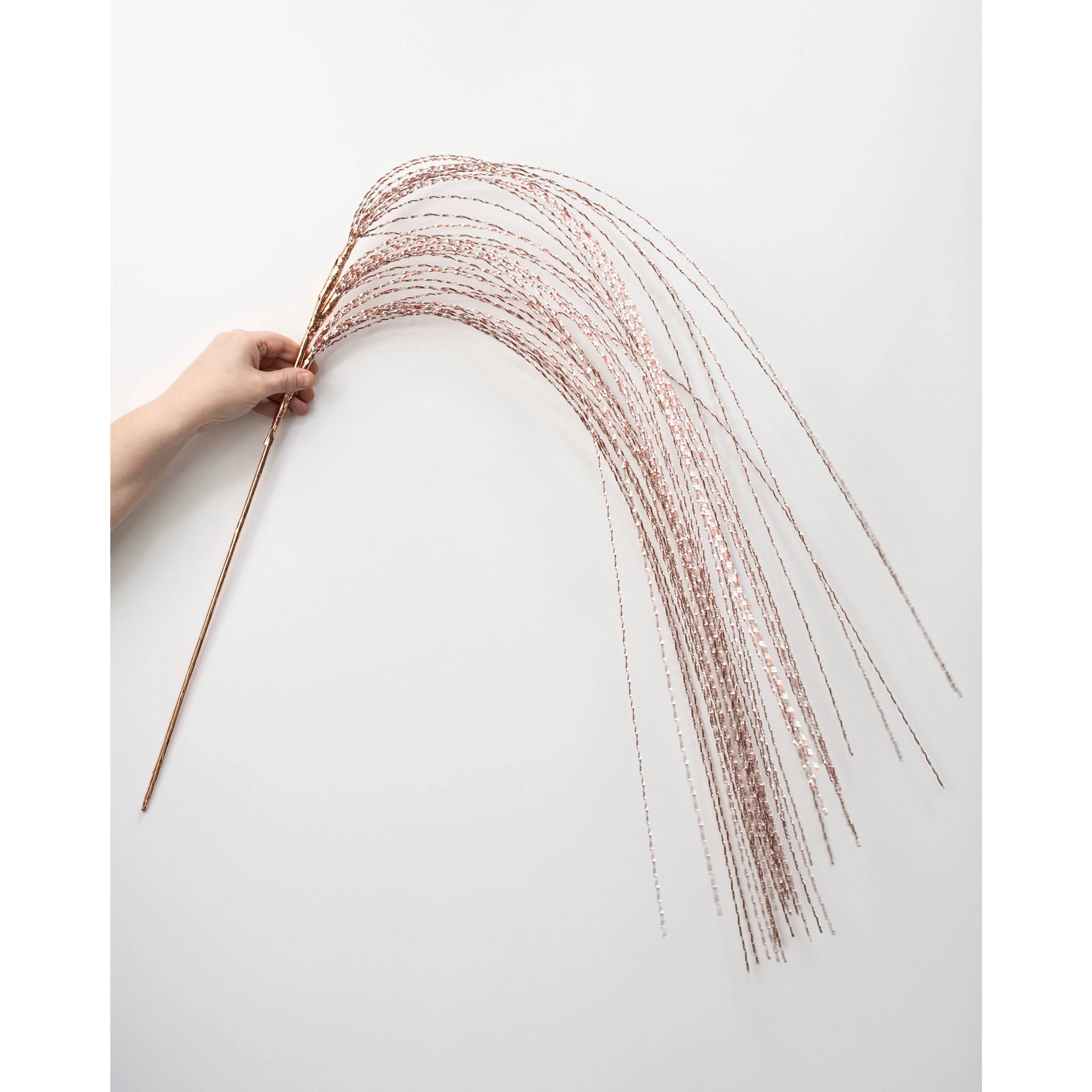 48" Metallic Twisted Grass Spray: Rose Gold