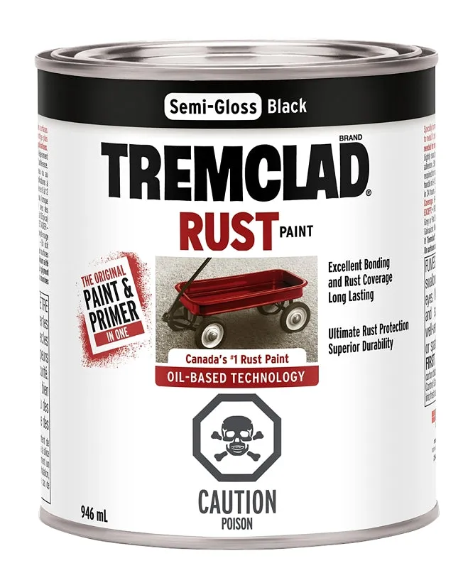 946mL Tremclad Rust Paint, Semi-Gloss Black