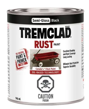 946mL Tremclad Rust Paint, Semi-Gloss Black