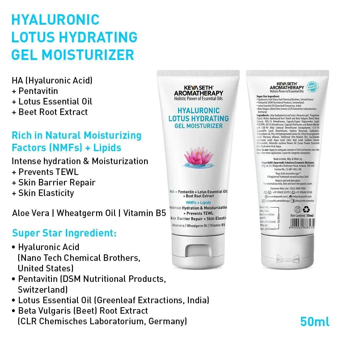 Complete Hydrating & Plumping Kit: Hyaluronic Lotus Face Wash, 1.5% Serum, Gel Moisturizer with 2% Pentavitin   Parsol HS, SPF 30    Sunscreen for Intense Hydration & Skin Barrier Repair