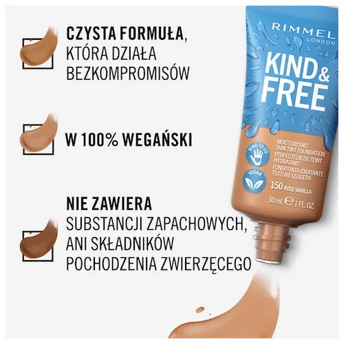 Kind & Free wegański podkład nawilżający 150 Rose Vanilla 30ml