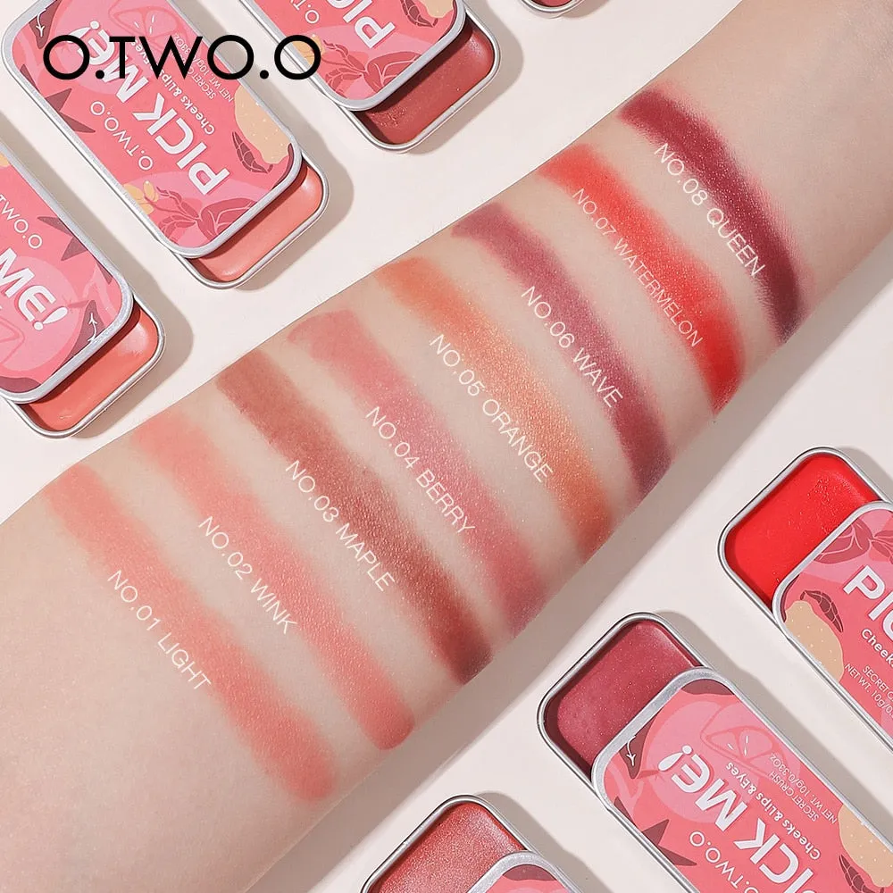 VenusFox O.TWO.O Newest 3 In 1 Blush Eyeshaodow Lipstick Multifuntion Makeup Cream Make Up Peach Face Blusher Contouring Palette