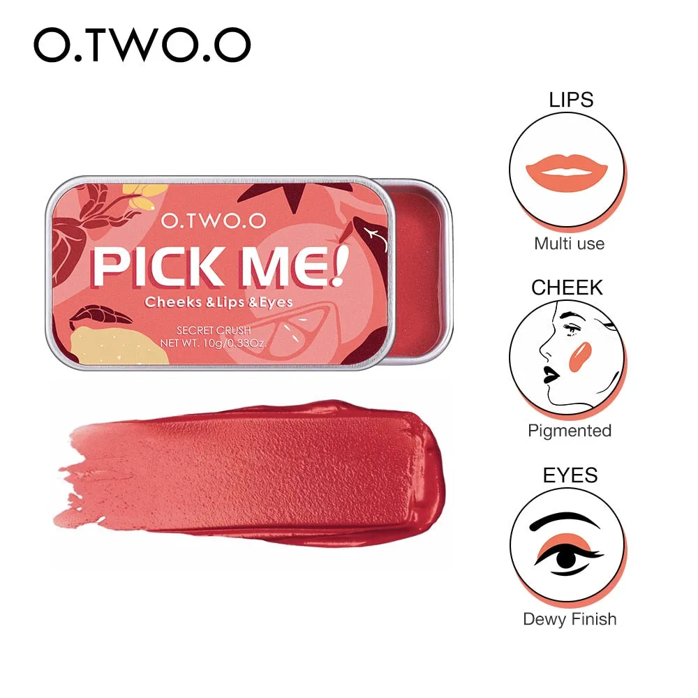 VenusFox O.TWO.O Newest 3 In 1 Blush Eyeshaodow Lipstick Multifuntion Makeup Cream Make Up Peach Face Blusher Contouring Palette