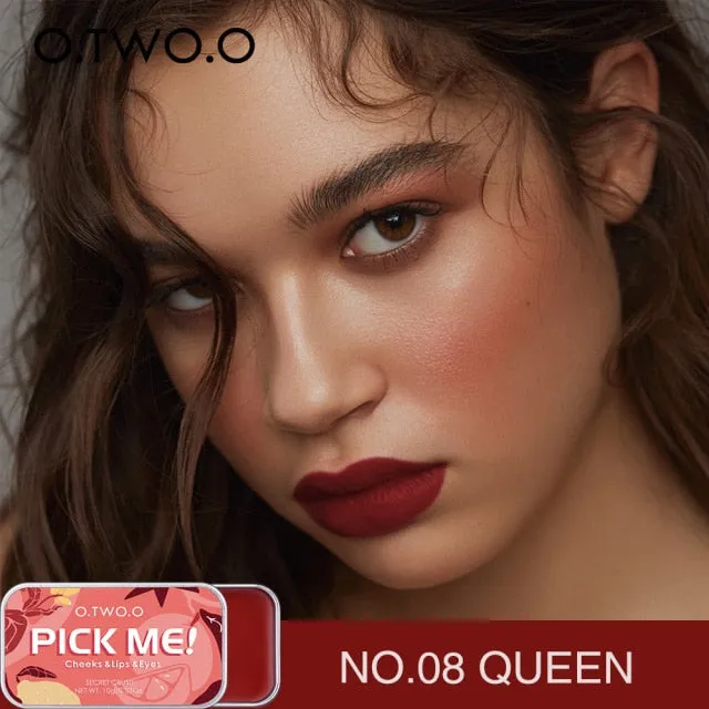 VenusFox O.TWO.O Newest 3 In 1 Blush Eyeshaodow Lipstick Multifuntion Makeup Cream Make Up Peach Face Blusher Contouring Palette